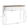 Mesa de Consola con 2 Cajones Estilo Francés para Pasillo Dormitorio Salón 100x35x76,5 cm Blanco y Marrón Oscuro - Ogal.Es