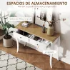 Mesa de Consola con 2 Cajones Estilo Francés para Pasillo Dormitorio Salón 100x35x76,5 cm Blanco y Marrón Oscuro - Ogal.Es