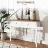 Mesa de Consola con 2 Cajones Estilo Francés para Pasillo Dormitorio Salón 100x35x76,5 cm Blanco y Marrón Oscuro - Ogal.Es