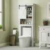 Mueble sobre Inodoro para el Baño con Puerta Corredera de Granero y 6 Compartimentos Estilo Rústico 67x25x172 cm... - Ogal.Es