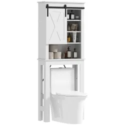 Mueble sobre Inodoro para el Baño con Puerta Corredera de Granero y 6 Compartimentos Estilo Rústico 67x25x172 cm... - Ogal.Es