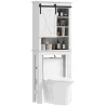 Mueble sobre Inodoro para el Baño con Puerta Corredera de Granero y 6 Compartimentos Estilo Rústico 67x25x172 cm... - Ogal.Es