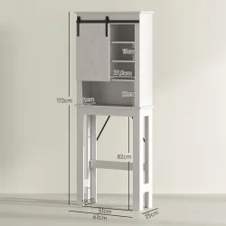 Mueble sobre Inodoro para el Baño con Puerta Corredera de Granero y 6 Compartimentos Estilo Rústico 67x25x172 cm... - Ogal.Es