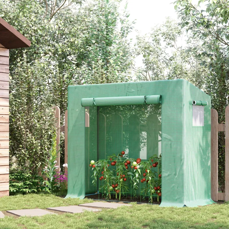 Invernadero de Exterior con Ventanas y Marco de Acero Invernadero para Cultivar Tomates Flores 200x76x168 cm Verde - Ogal.Es