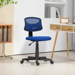 Silla de Oficina sin Brazos Silla de Escritorio Giratoria con Respaldo de Malla Transpirable Altura Ajustable Azul - Ogal.Es