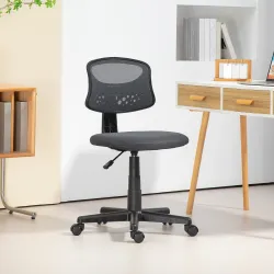 Silla de Oficina sin Brazos Silla de Escritorio Giratoria con Respaldo de Malla Transpirable Altura Ajustable Gris - Ogal.Es