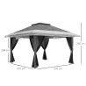 Cenador Plegable 3,6x3,6 m con Laterales de Malla UPF50+ Altura Ajustable Bolsa con Ruedas y Bolsas de Arena Gris - Ogal.Es