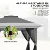 Cenador Plegable 3,6x3,6 m con Laterales de Malla UPF50+ Altura Ajustable Bolsa con Ruedas y Bolsas de Arena Gris - Ogal.Es