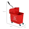 Cubo de Fregar 20L con Ruedas y Escurridor Cubo para Fregona con Separador de Agua 60x27x70,5 cm Rojo - Ogal.Es