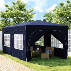 Cenador Plegable 3x6 m Gazabo con Paneles Laterales UPF50+ Altura Ajustable Bolsa de Transporte Azul Oscuro - Ogal.Es