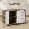 Mueble Archivador con Ruedas 3 Cajones Estación de Carga Cerradura y Estantes 100x40x65,5 cm Marrón Grisáceo - Ogal.Es