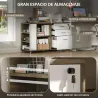 Mueble Archivador con Ruedas 3 Cajones Estación de Carga Cerradura y Estantes 100x40x65,5 cm Marrón Grisáceo - Ogal.Es