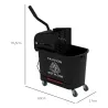 Cubo de Fregar 20L con Ruedas y Escurridor Cubo para Fregona con Separador de Agua 60x27x70,5 cm Negro - Ogal.Es