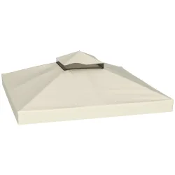 Toldo de Recambio 3x3 m con Techo Doble con Orificios de Drenaje y Protección UPF30+ Crema Solo Toldo NO Incluye... - Ogal.Es
