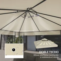 Toldo de Recambio 3x3 m con Techo Doble con Orificios de Drenaje y Protección UPF30+ Crema Solo Toldo NO Incluye... - Ogal.Es
