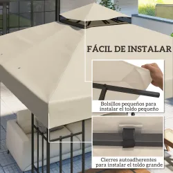 Toldo de Recambio 3x3 m con Techo Doble con Orificios de Drenaje y Protección UPF30+ Crema Solo Toldo NO Incluye... - Ogal.Es