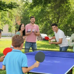 Mesa de Ping Pong Plegable Mesa de Tenis de Mesa Diseño Compacto con Red y Reposapiés Ajustables 274x152,5x76 cm... - Ogal.Es