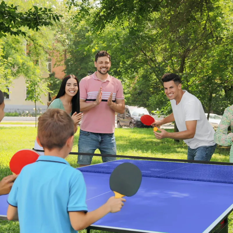 Mesa de Ping Pong Plegable Mesa de Tenis de Mesa Diseño Compacto con Red y Reposapiés Ajustables 274x152,5x76 cm... - Ogal.Es