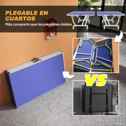 Mesa de Ping Pong Plegable Mesa de Tenis de Mesa Diseño Compacto con Red y Reposapiés Ajustables 274x152,5x76 cm... - Ogal.Es