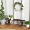 Banco de de Madera con 2 Ruedas Decorativas Estilo Rústico Carga 200 kg 120x29x39 cm Carbonizado - Ogal.Es