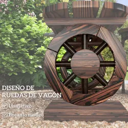 Banco de de Madera con 2 Ruedas Decorativas Estilo Rústico Carga 200 kg 120x29x39 cm Carbonizado - Ogal.Es