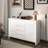Aparador de Salón con Luces LED 4 Cajones Cierre Suave Estantes Ajustables y Mando a Distancia 120x34x80cm Blanc... - Ogal.Es