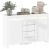 Aparador de Salón con Luces LED 4 Cajones Cierre Suave Estantes Ajustables y Mando a Distancia 120x34x80cm Blanc... - Ogal.Es