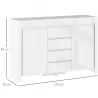 Aparador de Salón con Luces LED 4 Cajones Cierre Suave Estantes Ajustables y Mando a Distancia 120x34x80cm Blanc... - Ogal.Es