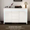 Aparador de Salón con Luces LED 4 Cajones Cierre Suave Estantes Ajustables y Mando a Distancia 120x34x80cm Blanc... - Ogal.Es