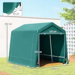 Carpa de Jardín Exterior 2,4x2x2 m Cobertizo Exterior con 2 Puertas con Cremallera Impermeable Anti-UV Carpa Verde - Ogal.Es