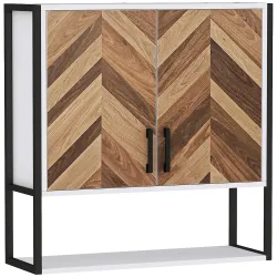 Armario de Pared para Baño Armario Colgante con 2 Puertas Estante Ajustable y Estante Abierto 59x20x60 cm Multic... - Ogal.Es