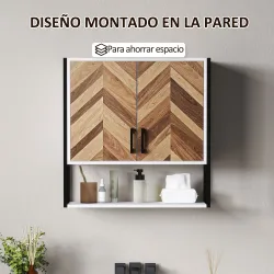 Armario de Pared para Baño Armario Colgante con 2 Puertas Estante Ajustable y Estante Abierto 59x20x60 cm Multic... - Ogal.Es
