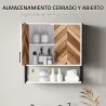 Armario de Pared para Baño Armario Colgante con 2 Puertas Estante Ajustable y Estante Abierto 59x20x60 cm Multic... - Ogal.Es