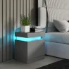 Mesilla de Noche con Luces LED 2 Cajones y Control de APP Mesa de Noche para Dormitorio Salón 45x35x52 cm Gris - Ogal.Es