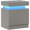 Mesilla de Noche con Luces LED 2 Cajones y Control de APP Mesa de Noche para Dormitorio Salón 45x35x52 cm Gris - Ogal.Es