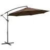 Sombrilla de Jardín Ø295 cm Parasol Excéntrico Inclinable con Manivela Base Cruzada y Soporte de Acero Café - Ogal.Es
