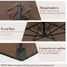 Sombrilla de Jardín Ø295 cm Parasol Excéntrico Inclinable con Manivela Base Cruzada y Soporte de Acero Café - Ogal.Es