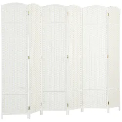 Biombo Separador de Ambientes de 6 Paneles Biombo Plegable 240x170 cm para Salón Dormitorio Oficina Blanco - Ogal.Es