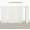 Biombo Separador de Ambientes de 6 Paneles Biombo Plegable 240x170 cm para Salón Dormitorio Oficina Blanco - Ogal.Es