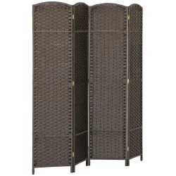 Biombo Separador de Ambientes de 4 Paneles Biombo Plegable 160x170 cm para Salón Dormitorio Oficina Marrón - Ogal.Es