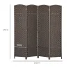 Biombo Separador de Ambientes de 4 Paneles Biombo Plegable 160x170 cm para Salón Dormitorio Oficina Marrón - Ogal.Es