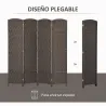 Biombo Separador de Ambientes de 4 Paneles Biombo Plegable 160x170 cm para Salón Dormitorio Oficina Marrón - Ogal.Es