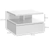 Juego de 2 Mesitas de Noche Colgantes con 1 Cajón y Estante Abierto para Dormitorio 35x32x22,5 cm Blanco - Ogal.Es