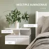 Juego de 2 Mesitas de Noche Colgantes con 1 Cajón y Estante Abierto para Dormitorio 35x32x22,5 cm Blanco - Ogal.Es