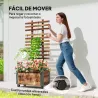 Jardinera con Ruedas Enrejado Tela no Tejida y Esquinas Metálicas de Doble Capa 65x31x147 cm Carbonizado - Ogal.Es