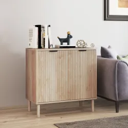 Aparador de Salón Aparador con Estante Ajustable 2 Puertas Sistema Anti-vuelco y Patas de Madera 78x40x77,5 cm R... - Ogal.Es