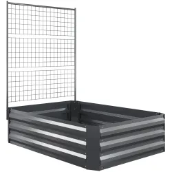 Jardinera Exterior Grande con Enrejado y Fondo Abierto para Plantas Trepadoras 80x115x125 cm Gris Oscuro - Ogal.Es