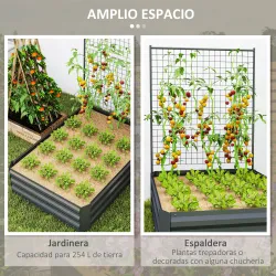 Jardinera Exterior Grande con Enrejado y Fondo Abierto para Plantas Trepadoras 80x115x125 cm Gris Oscuro - Ogal.Es