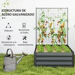 Jardinera Exterior Grande con Enrejado y Fondo Abierto para Plantas Trepadoras 80x115x125 cm Gris Oscuro - Ogal.Es