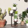 Soporte para Plantas de Madera y Acero de 5 Niveles con 5 Estantes Redondos Soporte para Macetas 43x43x70 cm Car... - Ogal.Es